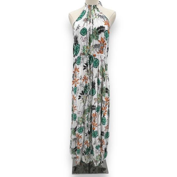 City Chic Jungle Print Halter Maxi Dress Women's 14 Flowy Travel Resort Vacation - Picture 3 of 11